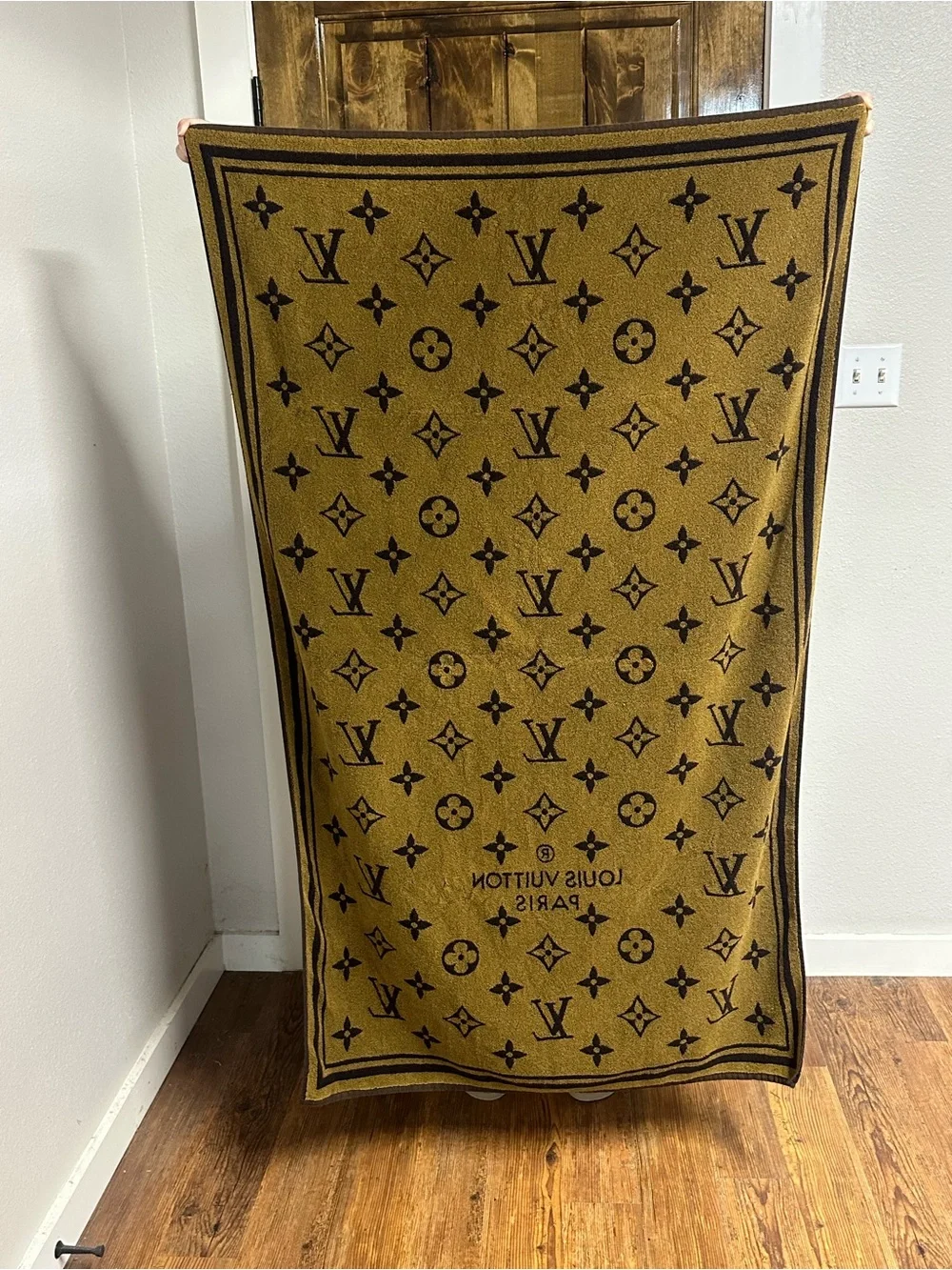 Louis Vuitton Black & Gold Monogram Beach Towel